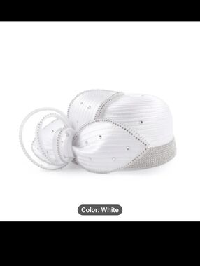 White Embellished Women's  Pillbox Hat